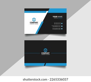 Plantilla de tarjeta de negocios moderna en azul y negro. Diseño profesional de tarjeta de visita. Diseño de tarjetas de visita azul de identidad corporativa