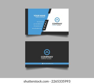 Creative modern blue business card template vector layout design, Blue visiting card