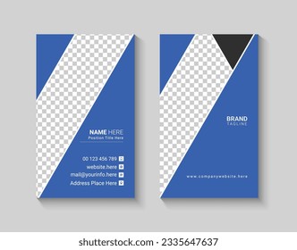 Creative and modern blue vertical business card design template