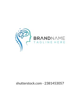 Creative Modern brain and spine logo design template