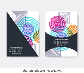 Creative modern brochure design templates oriental vector background. Flyer, poster, card, report, magazine, booklet or journal cover layout in A4 size with colorful vintage oriental ornaments.