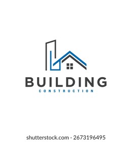 Kreatives modernes Gebäude-Logo-Design mit Visitenkarten-Vektorvorlage. Das Logo kann für Icons, Branding, Identität, Inspiration, Konstruktion, Architektur und Unternehmen verwendet werden.