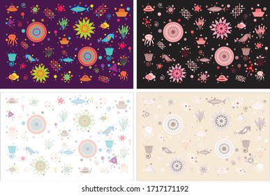 Creative modern bundle pattern design with four different colored mode,original,desert,deep,night mode are included and they can be used for printing,background wallpaper.
Own reference image included