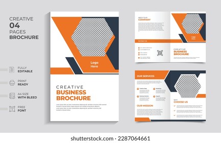 Creative and modern business bifold brochure template design. vector illustration..eps