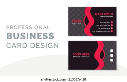 Creative Modern Business Card Design Template. Double Sided Stylish Business Card Layout.
