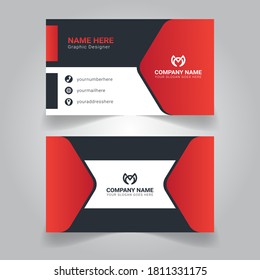 creative modern business card and Red name card, horizontal simple template vector design.