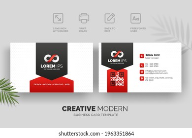 Creative modern business card template with red and black details