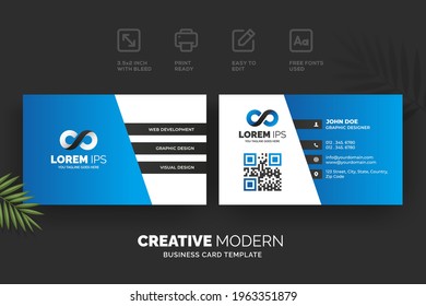 Creative modern business card template with blue and black details