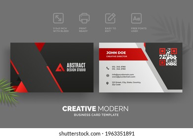 Creative modern business card template with red and black details