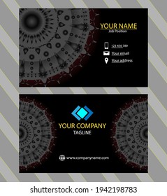 diseño creativo moderno de vectores de tarjetas de visita, color negro con adorno de mandala