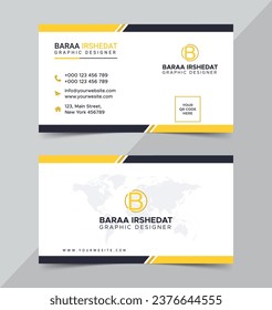 Creative Modern Business Card Yellow Black White. Vector Illustration