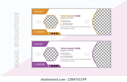 Creative modern business email signature template design or email footer and personal social media cover with two colors.