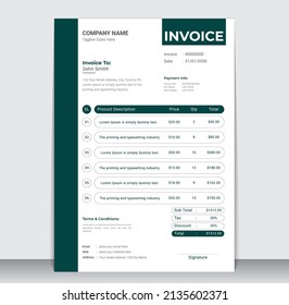 Creative Modern Business Invoice Design Template With Multiple Layouts And Clean Concept Simple Mockup