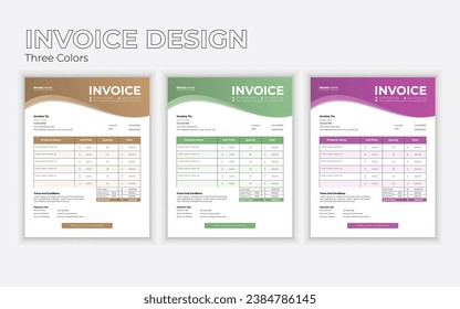 Creative modern business invoice design with colors.