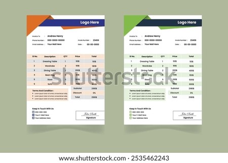 Creative And Modern Business Invoice Design Template