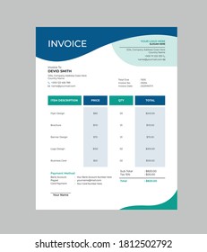 Creative and Modern Business Invoice template design Vector.