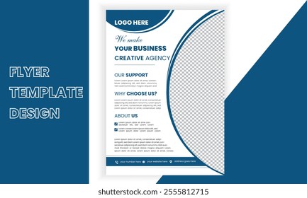 Creative Modern Business Multipurpose flyer Template Design. A4 size Brochure  with blue color variation vector design editable template .  