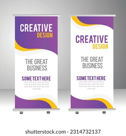 Creative and Modern Business roll up banner design for business events, annual meetings, presentations, marketing,  promotions, colors print ready roll up stand banner design
