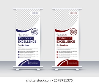 creative and modern business rollup banner design template with two color for your corporate business 