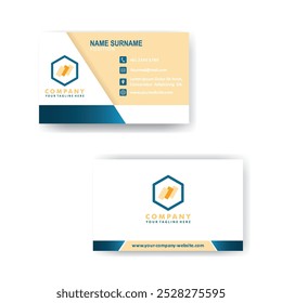 Creative Modern Bussiness Card For Company. Simple Clean Design Template. Vector Illustration