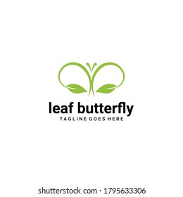Creative modern Butterfly with leaf wings logo template. Vector illustration.