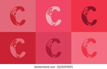 Creative Modern C Icon with colorful, Icon Vector 