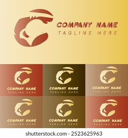 Creative Modern C Letter Fish Logo with colorful Icon Vector Design.
