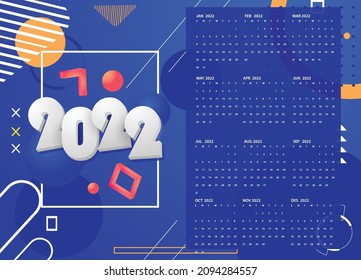 Creative and modern calendar 2022 template design