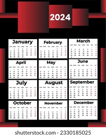 Creative Modern Calender Template Design 2024