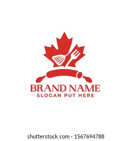 Creative and modern Canadian restaurant or kitchen logo design template vector eps