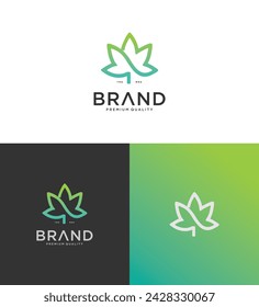 Diseño creativo moderno del logotipo de la hoja de cáñamo de marihuana del cannabis CBD