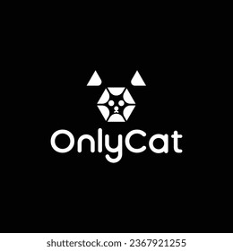 Creative Modern Cat Head Logo. Black and White Logo. Usable for Business Logos. Flat Vector Logo Design Template Element