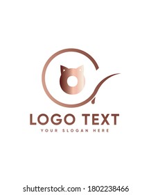 Creativa moderna letra con tema de gato tipo de plantilla de logotipo O, logotipo vector para identidad empresarial y de empresa 