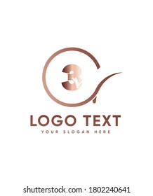 Creative modern cat themed number type 3 logo template, Vector logo for business and company identity 