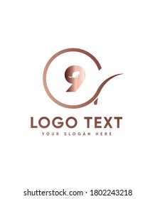 Creative modern cat themed number type 9 logo template, Vector logo for business and company identity 