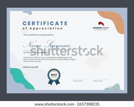Creative modern certificate of appreciation template for company