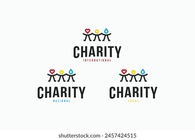 Kreative moderne Charity-Symbol-Logo-Vektorgrafik-Design-Vorlage mit bunten, eleganten und minimalistischen Stilen. Silhouette Saubere Charity-Menschen, Menschen, Kinder, ikonische Logo-Design-Vektorgrafik-Ideen.