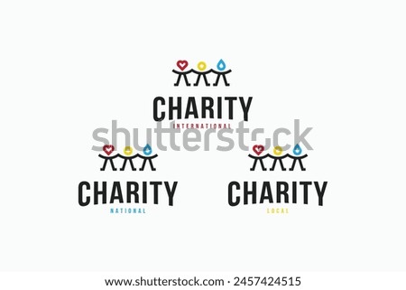 creative modern charity symbol logo vector design template with colorful, elegant and minimalist styles. silhouette clean charity people, human, child iconic logo design vector ideas.