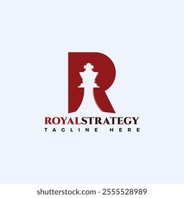 A creative modern chess king logo combined with letter R