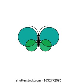 Creative modern circle Butterfly insect animal logo design template vector illustration.