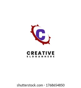 creative modern circle C logotype simple design concept