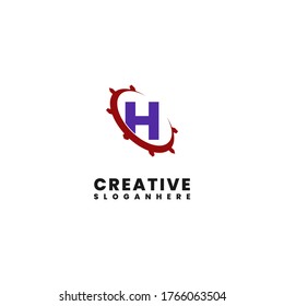 creative modern circle H logotype simple design concept