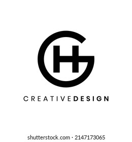 Creative modern circle letter GH logo design vector