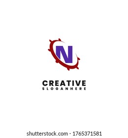 circulo moderno creativo N logotipo diseño simple