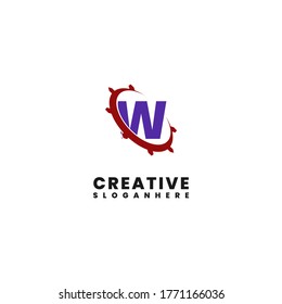 creative modern circle W logotype simple design concept