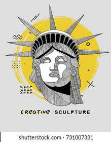 Escultura clásica creativa y moderna. La Estatua de la Libertad. Diseño de camisetas 