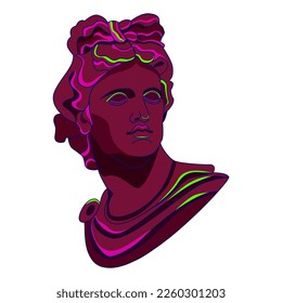 Creative modern classical Sculpture Stickers. Vector Apollo bust. Aesthetic contemporary art collage. Vaporwave style poster concept. Urban street style vaporwave. Creative poster, t-shirt compositio