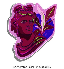 Creative modern classical Sculpture. Vector Apollo bust. Aesthetic contemporary art collage. Vaporwave style poster concept. Urban street style vaporwave. Creative poster, t-shirt composition,