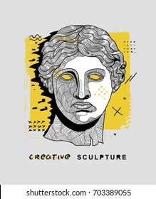 Creative modern classical Sculpture. Venus (APHRODITE). T-Shirt Design & Printing, clothes, bags, posters, invitations, cards, leaflets etc. Vector illustration hand drawn.