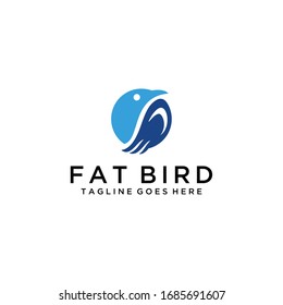 Creative modern clean abstract fat bird animal logo design.